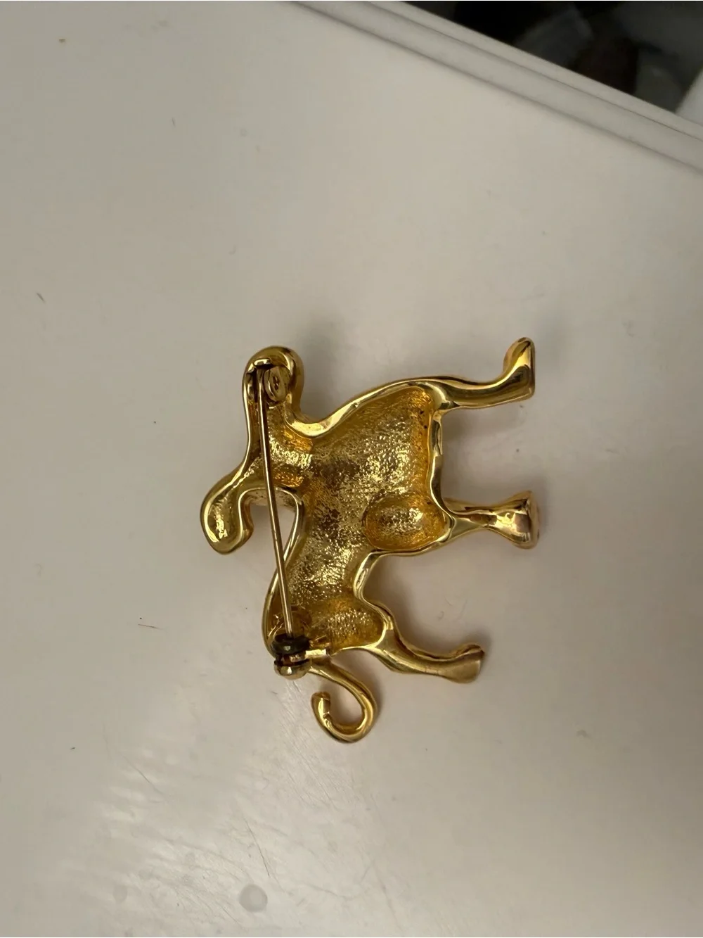 Gold Dog Brooch Pin with Rhinestone Accents - Pets Dog Accessory